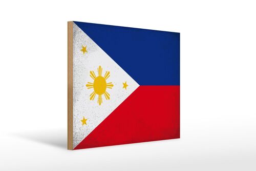 Holzschild Flagge Philippinen 40x30cm Philippines Vintage Schild