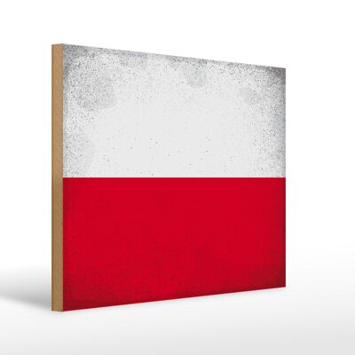 Letrero de madera bandera Polonia 40x30cm Bandera de Polonia cartel decorativo vintage