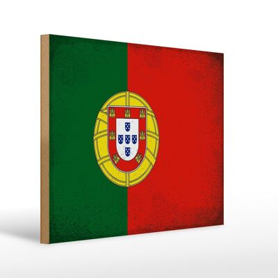 Letrero de madera bandera Portugal 40x30cm Bandera Portugal cartel vintage