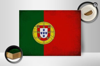Panneau en bois drapeau Portugal 40x30cm Drapeau Portugal panneau vintage 2