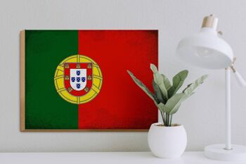 Panneau en bois drapeau Portugal 40x30cm Drapeau Portugal panneau vintage 3