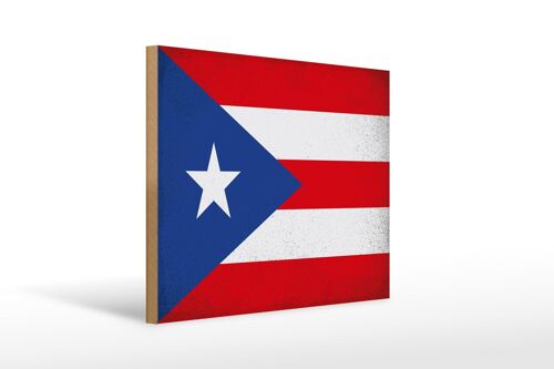 Holzschild Flagge Puerto Rico 40x30cm Puerto Rico Vintage Schild