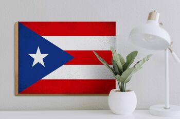 Panneau en bois drapeau Porto Rico 40x30cm Panneau vintage Porto Rico 3
