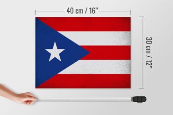 Panneau en bois drapeau Porto Rico 40x30cm Panneau vintage Porto Rico 4