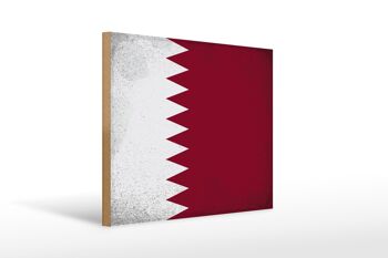 Panneau en bois drapeau du Qatar 40x30cm Drapeau du Qatar signe décoratif vintage 1