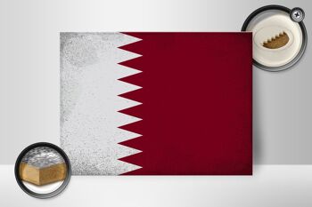 Panneau en bois drapeau du Qatar 40x30cm Drapeau du Qatar signe décoratif vintage 2