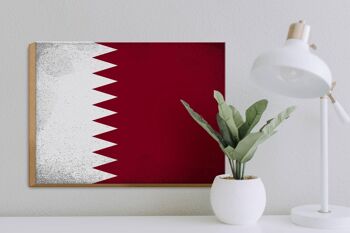 Panneau en bois drapeau du Qatar 40x30cm Drapeau du Qatar signe décoratif vintage 3