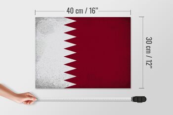 Panneau en bois drapeau du Qatar 40x30cm Drapeau du Qatar signe décoratif vintage 4