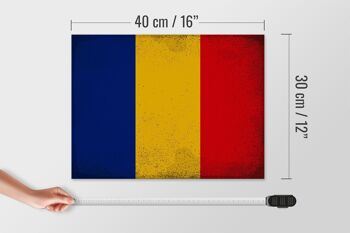 Panneau en bois drapeau Roumanie 40x30cm Drapeau de la Roumanie signe vintage 4