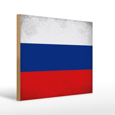 Holzschild Flagge Russland 40x30cm Flag of Russia Vintage Schild
