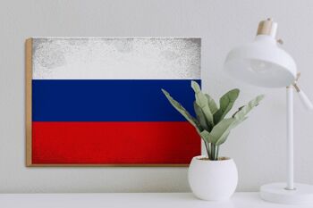 Panneau en bois drapeau Russie 40x30cm Drapeau de la Russie panneau vintage 3