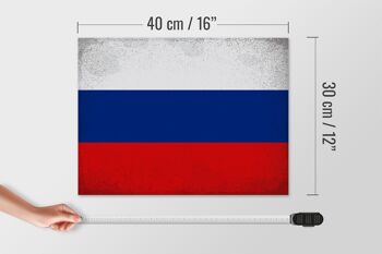 Panneau en bois drapeau Russie 40x30cm Drapeau de la Russie panneau vintage 4