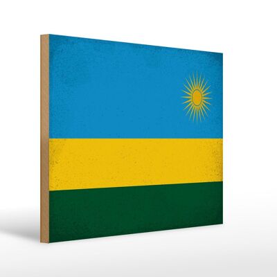 Holzschild Flagge Ruanda 40x30cm Flag of Rwanda Vintage Schild