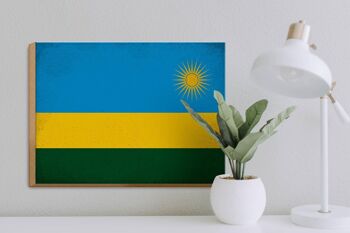 Panneau en bois drapeau Rwanda 40x30cm Drapeau du Rwanda signe vintage 3