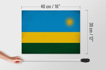 Panneau en bois drapeau Rwanda 40x30cm Drapeau du Rwanda signe vintage 4