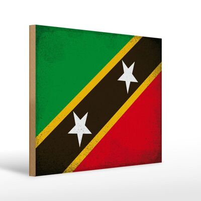 Holzschild Flagge St. Kitts und Nevis 40x30c m Flag Vintage Schild