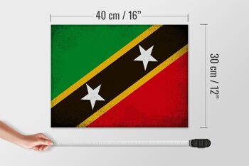Panneau en bois drapeau St. Kitts et Nevis 40x30c m drapeau signe vintage 4