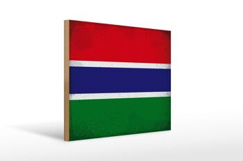 Panneau en bois drapeau Gambie 40x30cm Drapeau de Gambie signe décoratif vintage 1
