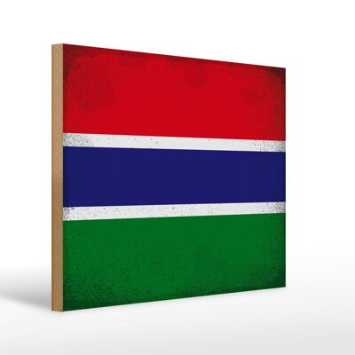 Holzschild Flagge Gambia 40x30cm Flag of Gambia Vintage Deko Schild