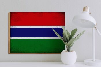 Panneau en bois drapeau Gambie 40x30cm Drapeau de Gambie signe décoratif vintage 3