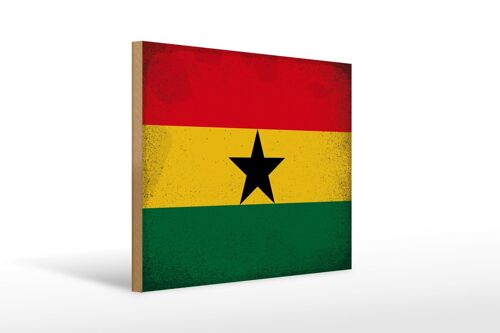 Holzschild Flagge Ghana 40x30cm Flag of Ghana Vintage Deko Schild