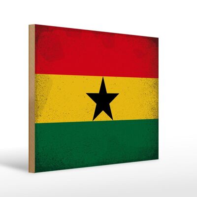 Letrero de madera bandera Ghana 40x30cm Bandera de Ghana cartel decorativo vintage