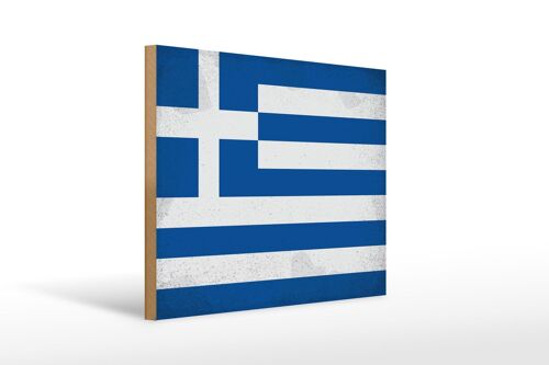 Holzschild Flagge Griechenland 40x30cm Flag Greece Vintage Schild