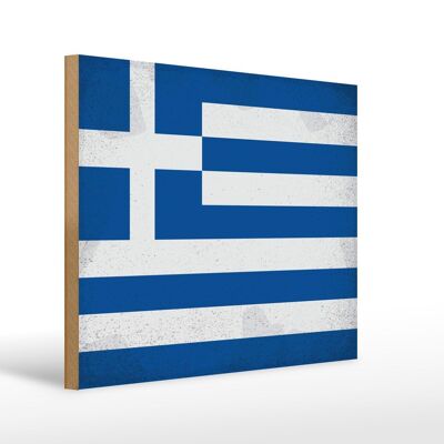 Holzschild Flagge Griechenland 40x30cm Flag Greece Vintage Schild