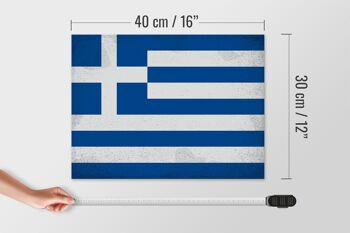 Panneau en bois drapeau Grèce 40x30cm Drapeau Grèce signe vintage 4