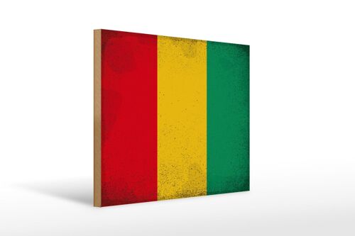 Holzschild Flagge Guinea 40x30cm Flag of Guinea Vintage Deko Schild
