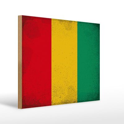 Holzschild Flagge Guinea 40x30cm Flag of Guinea Vintage Deko Schild