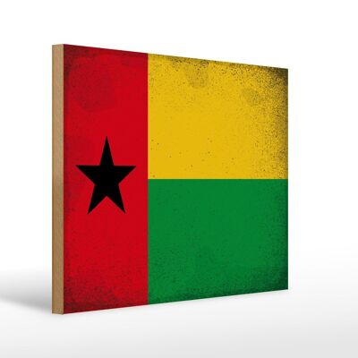 Cartello in legno bandiera Guinea-Bissau 40x30cm Cartello decorativo vintage Guinea