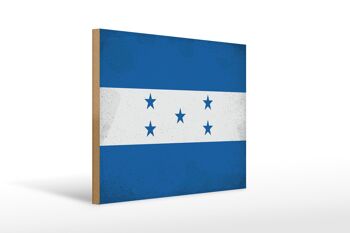 Panneau en bois drapeau Honduras 40x30cm Drapeau du Honduras panneau vintage 1