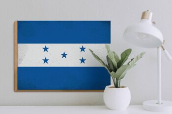 Panneau en bois drapeau Honduras 40x30cm Drapeau du Honduras panneau vintage 3