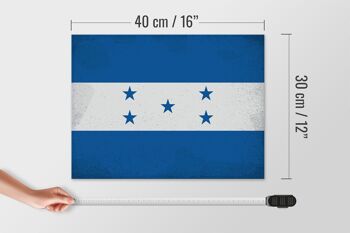 Panneau en bois drapeau Honduras 40x30cm Drapeau du Honduras panneau vintage 4