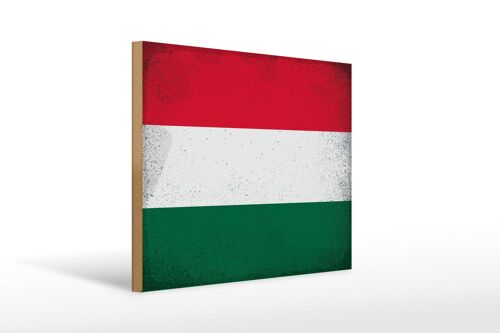 Holzschild Flagge Ungarn 40x30cm Flag of Hungary Vintage Schild