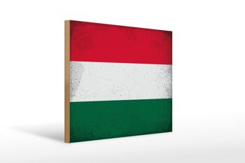 Panneau en bois drapeau Hongrie 40x30cm Drapeau de la Hongrie signe vintage 1