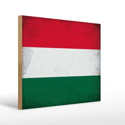 Holzschild Flagge Ungarn 40x30cm Flag of Hungary Vintage Schild