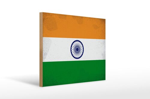 Holzschild Flagge Indien 40x30cm Flag of India Vintage Deko Schild