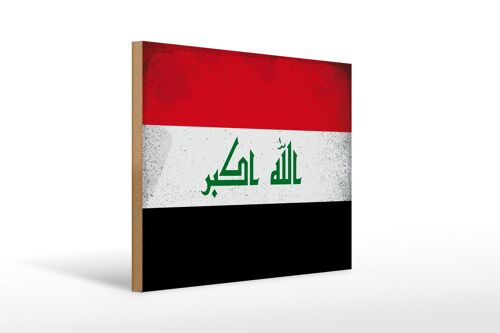 Holzschild Flagge Irak 40x30cm Flag of Iraq Vintage Deko Schild