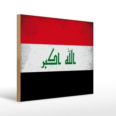 Holzschild Flagge Irak 40x30cm Flag of Iraq Vintage Deko Schild