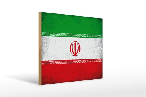 Holzschild Flagge Iran 40x30cm Flag of iran Vintage Deko Schild