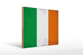Panneau en bois drapeau Irlande 40x30cm Drapeau de l'Irlande panneau vintage 1