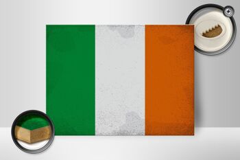 Panneau en bois drapeau Irlande 40x30cm Drapeau de l'Irlande panneau vintage 2