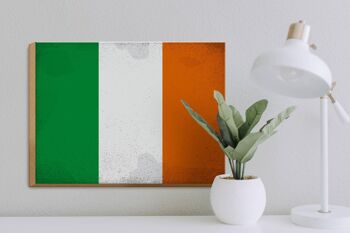 Panneau en bois drapeau Irlande 40x30cm Drapeau de l'Irlande panneau vintage 3