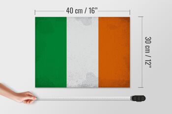 Panneau en bois drapeau Irlande 40x30cm Drapeau de l'Irlande panneau vintage 4