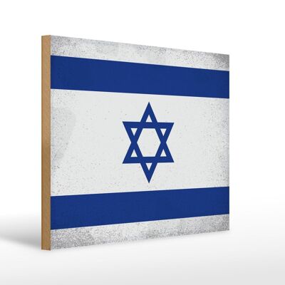 Holzschild Flagge Israel 40x30cm Flag of Israel Vintage Deko Schild