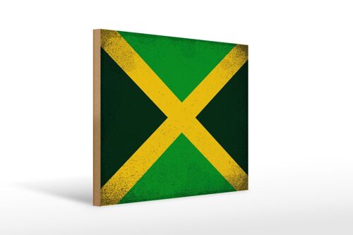 Holzschild Flagge Jamaika 40x30cm Flag of Jamaica Vintage Schild