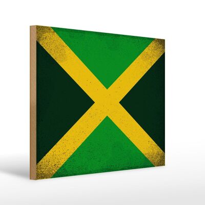 Holzschild Flagge Jamaika 40x30cm Flag of Jamaica Vintage Schild