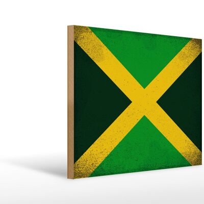Holzschild Flagge Jamaika 40x30cm Flag of Jamaica Vintage Schild